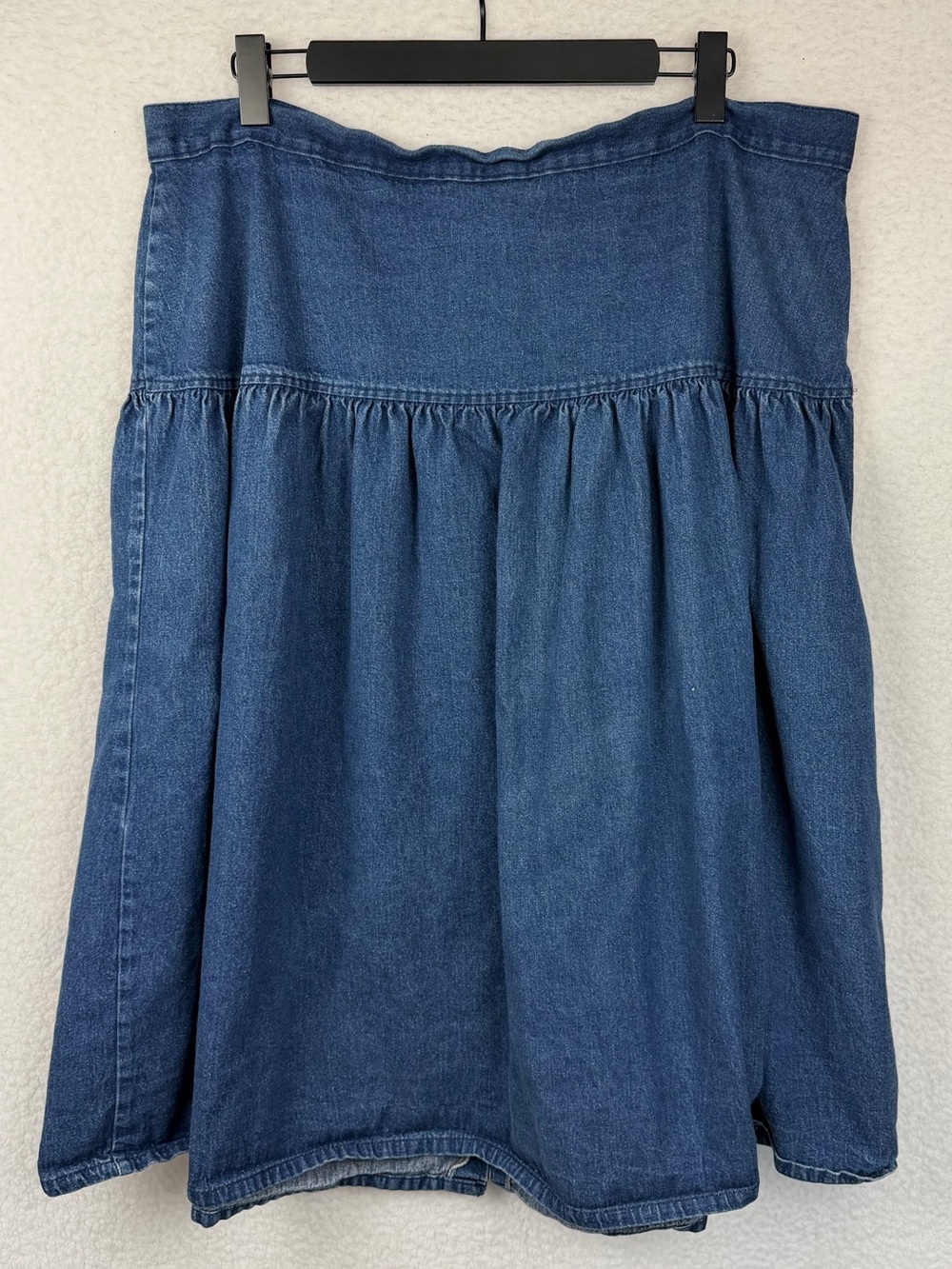 (VTG) MYSTIC BLUES • Blue Dark Wash Denim 100% Cotton Button-Front Skirt, 40 - Picture 9 of 10